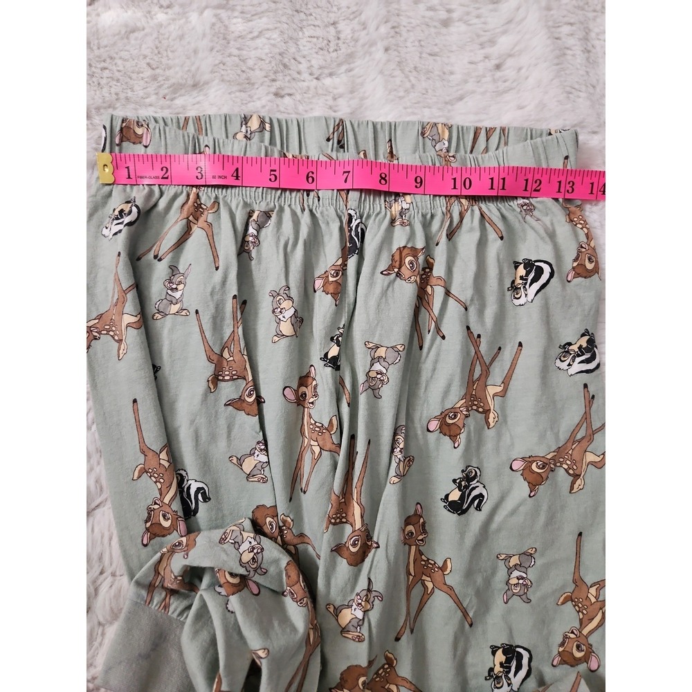 Disney Primark Bambi Pajama Set Womens XS Green Sage Joggers Tee Flower Thumper - Picture 6 of 12
